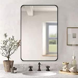 30 in. W x 40.2 in. H Black Rectangle Aluminum Frame Wall-Mounted Bathroom Mirror/Vanity mirror