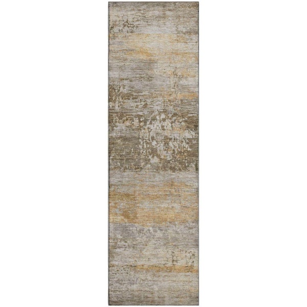 Mayfield Premium Machine Washable Abstract AMF2146 Brown 2 ft. x 7 ft. Runner Rug