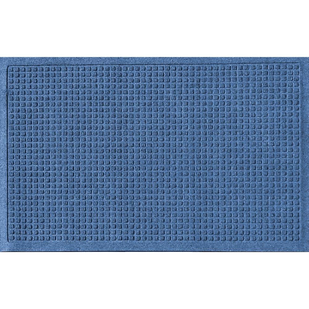 Bungalow Flooring Waterhog Squares 23 in. x 35 in. PET Polyester Indoor Outdoor Door Mat Navy