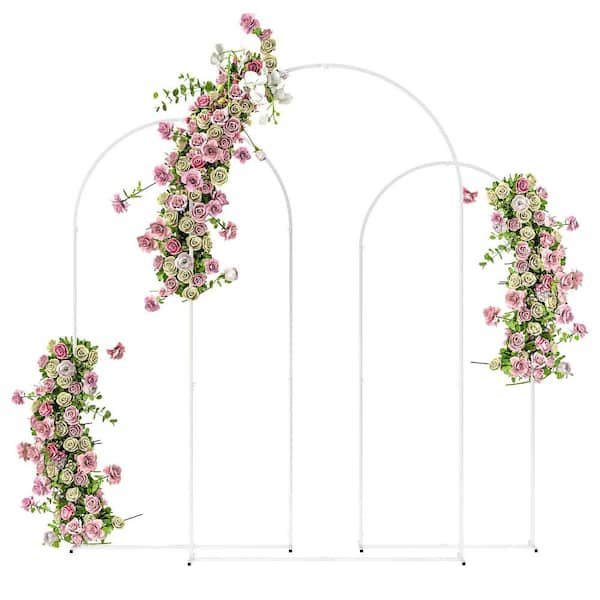 47.2 in. x 15.7 in. x 86.6 in. Metal Arch Backdrop Stand Arbors Set of 3 for Wedding, Party, Balloon & Event Decorations