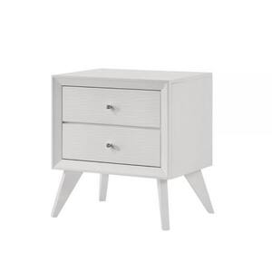 Benjara White And Gold 2-drawer 21.75 In. Wooden Nightstand Bm297267 