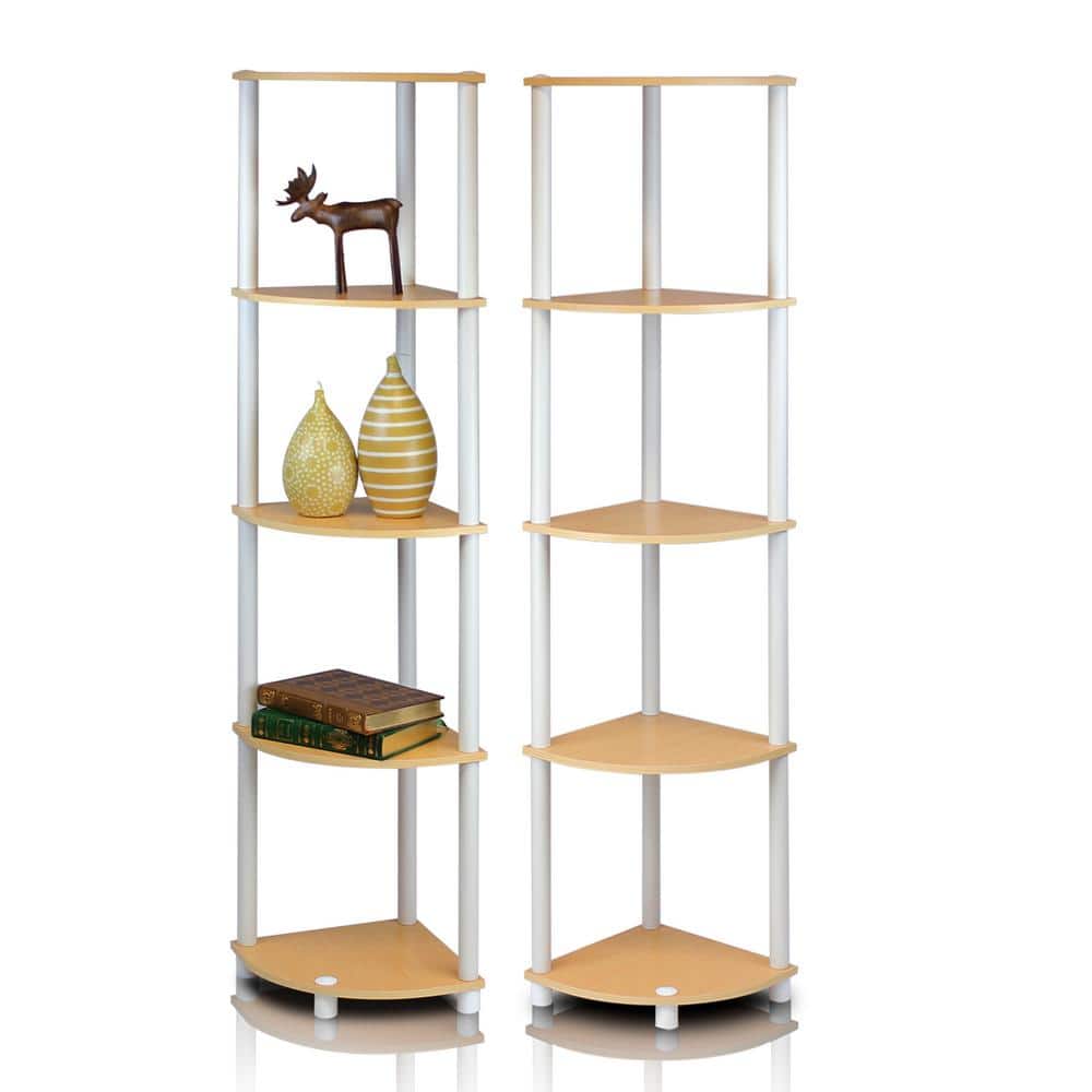 Multicolor Corner 4-Shelf Display Unit with Durable Composite Wood