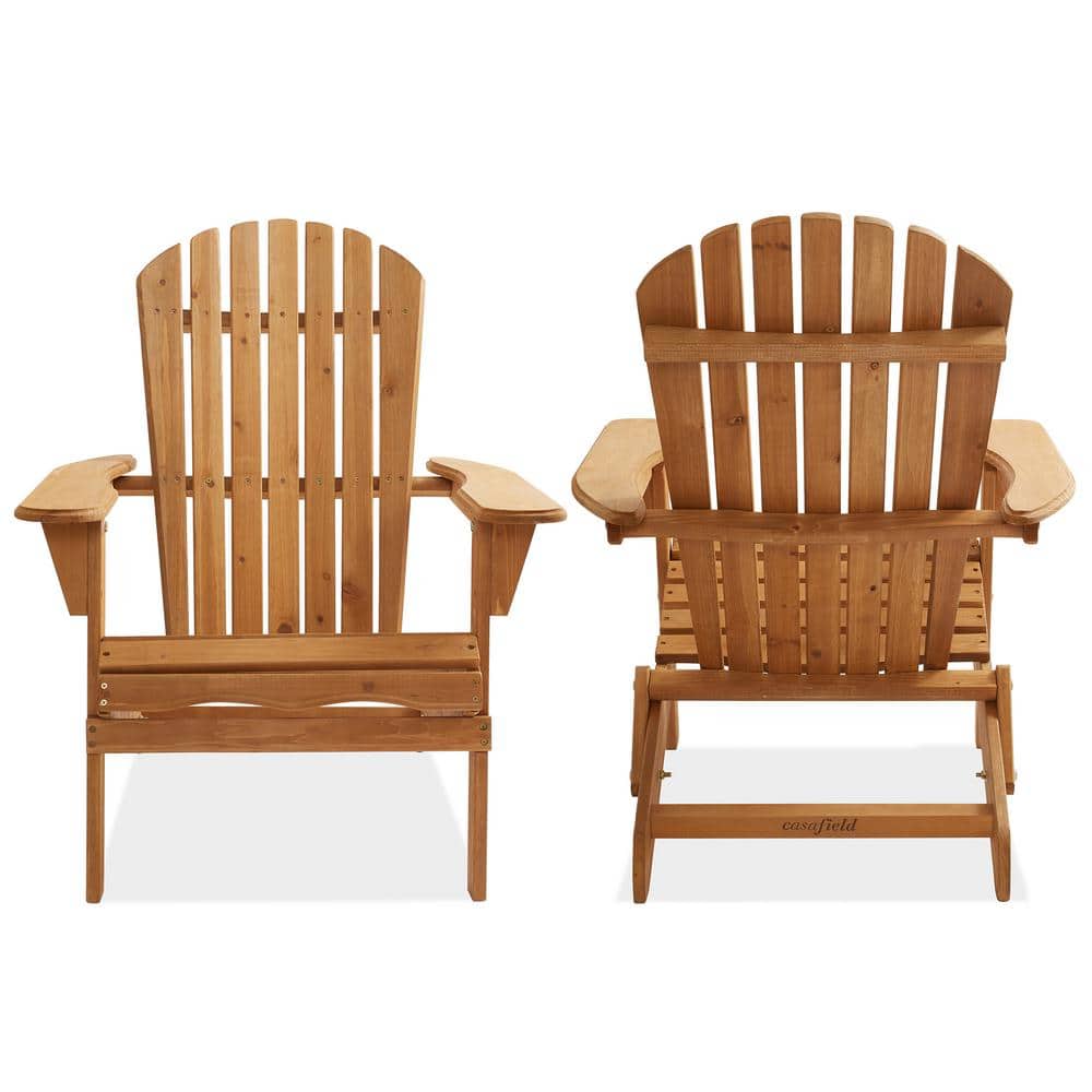 Natural Cedar Wood Folding Adirondack Chair with Arms