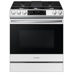 Bespoke 30 in. 6 cu. ft. 5-Burner Smart Slide-In Gas Range in White Glass with Self-Cleaning Convection Oven and Air Fry