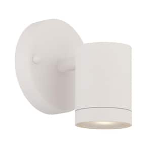 1-Light Textured White Integrated LED Wall Lantern Sconce