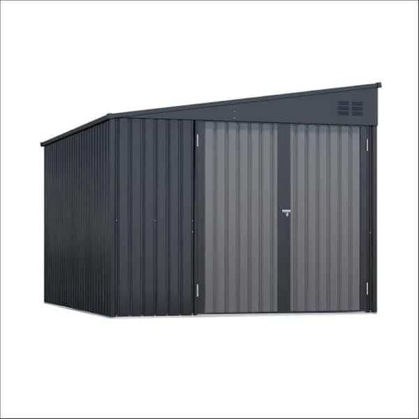 AECOJOY 8 ft. W x 10 ft. D Outdoor Metal Lean to Shed Garden
