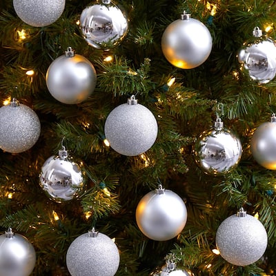 50mm 24 x Plain Glitter Design Luxury Shatterproof Christmas Tree Baubles 