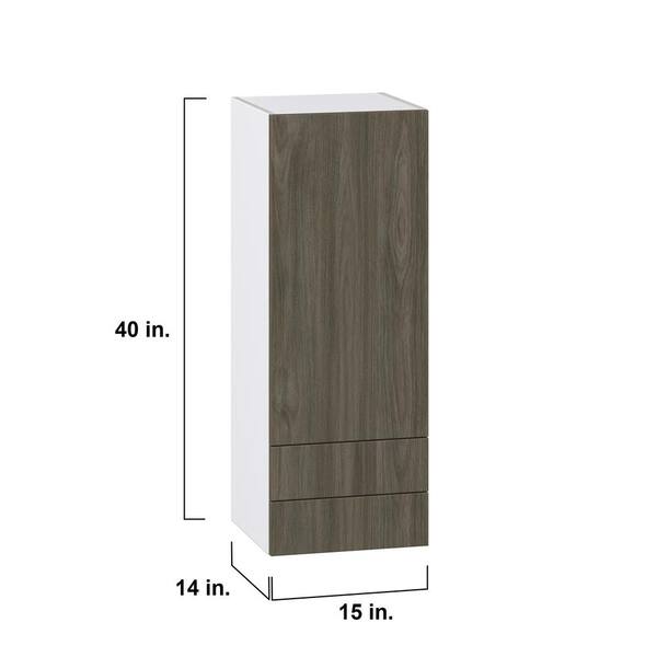 J COLLECTION Medora Textured Slab Walnut Assembled Wall Kitchen Cabinet with 2 Drawers (18 in. W x 40 in. H x 14 in. D)