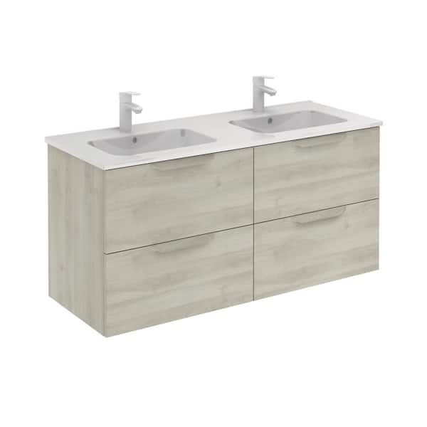 null Urban 48 in. W x 18 in. D x 23 in. H Bath Vanity with Drawers in Matte White with White Vanity Top with White Basin