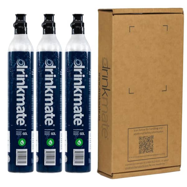 DrinkMate 60 L CO2 Refill Cartridges for Carbonated Soda Makers (set of 3)