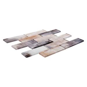 Migdal Camelot Brown/Cream/Gray 11.75 in. x 12 in. Smooth Glass Mosaic Wall Tile (4.9 sq. ft./Case)