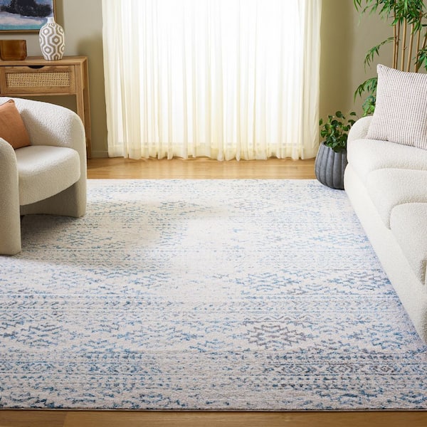 Tulum 12 x 18 Ivory/Turquoise Tribal Area Rug