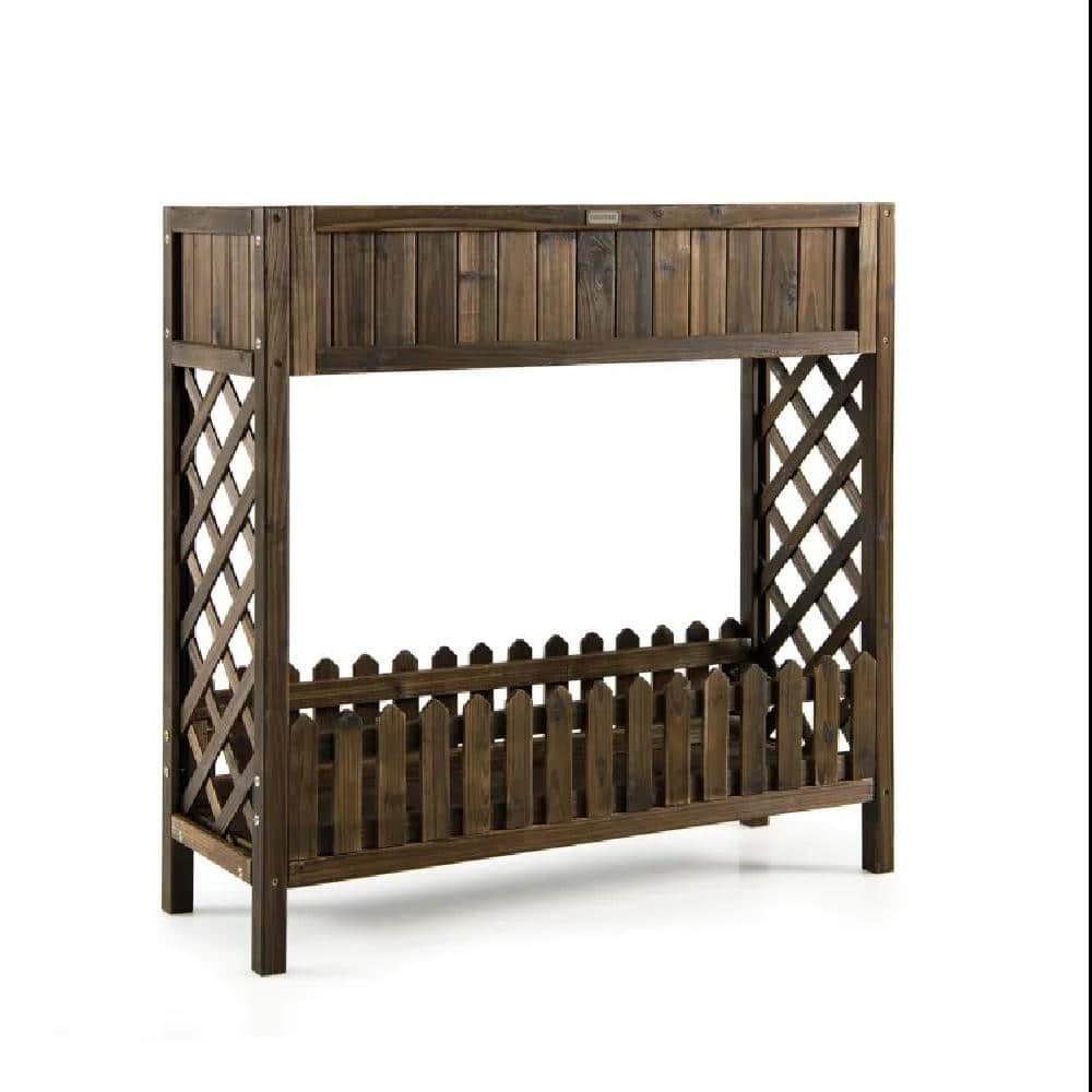 Fir Wood 2-Tier Outdoor Wood Raised Garden Bed for Vegetable and Fruit Plan