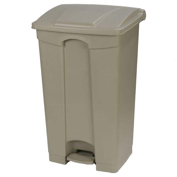 Carlisle 12 Gal. Beige Rectangular Touchless Step-On Trash Can with Matching Lid