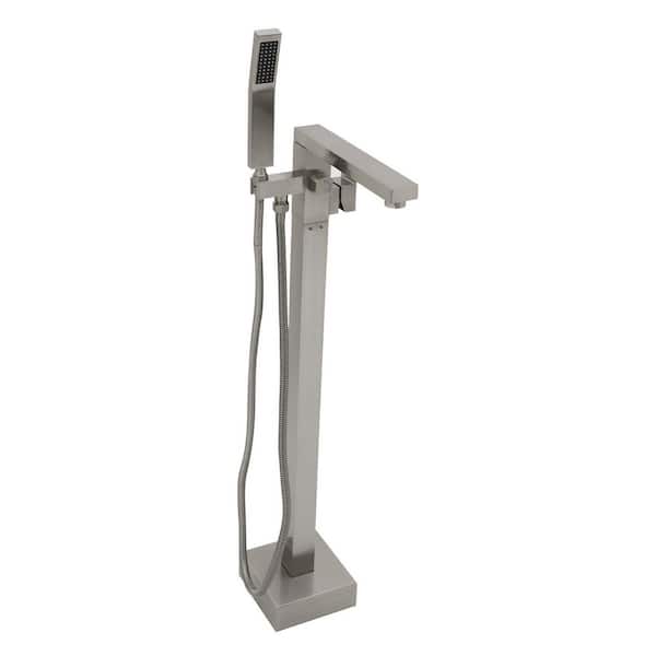 Single Handle Claw Foot Freestanding Tub Faucet with Hand Shower in Brushed Nickel