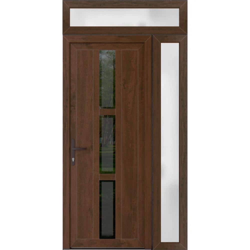 VDOMDOORS 48 in. x 94 in. Right-hand/Inswing Mirrored Glass Walnut ...
