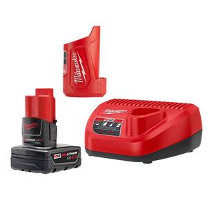 M12 12-Volt Lithium-Ion XC Battery Pack 4.0 Ah and Charger Starter Kit with M12 Portable Power Source