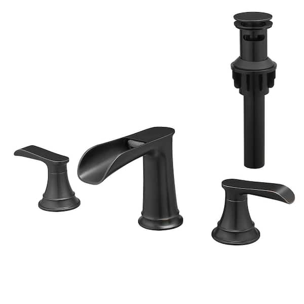 Staykiwi 8 in. Widespread Double Handle Bathroom Faucet in Oil-Rubbed Bronze with Pop Up Drain