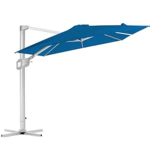 10 ft. Aluminum Squrare Patio Offset Umbrella Cantilever Umbrella, 360° Rotation Device in Royal Blue