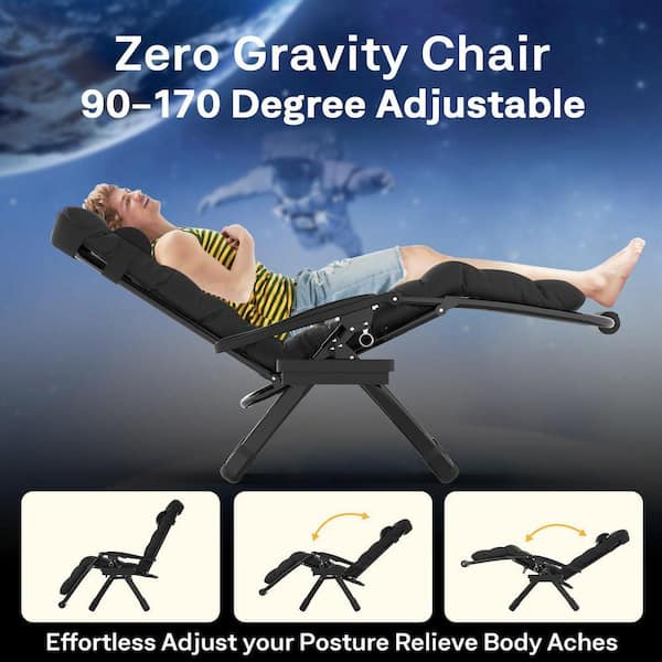 SEEUTEK 33 in. W Oversized Zero Gravity Chair Metal Outdoor Chaise