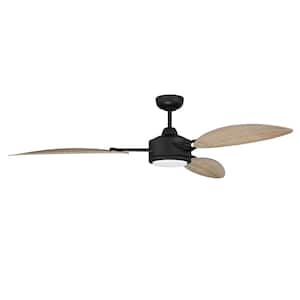 Journey 64 in. Indoor/Outdoor Flat Black Finish Ceiling Fan with Smart Wi-Fi Enabled Remote and Integrated LED Light