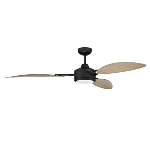 CRAFTMADE Journey 64 in. Indoor/Outdoor Flat Black Finish Ceiling Fan with Smart Wi-Fi Enabled Remote and Integrated LED Light