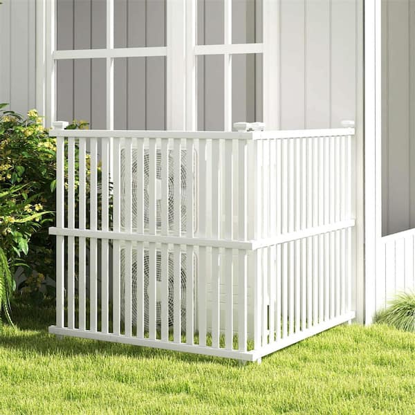 45 in. Plastic 2-Panels Garden Fence Panels with Metal Ground Stakes No Dig Trash Can Enclosure