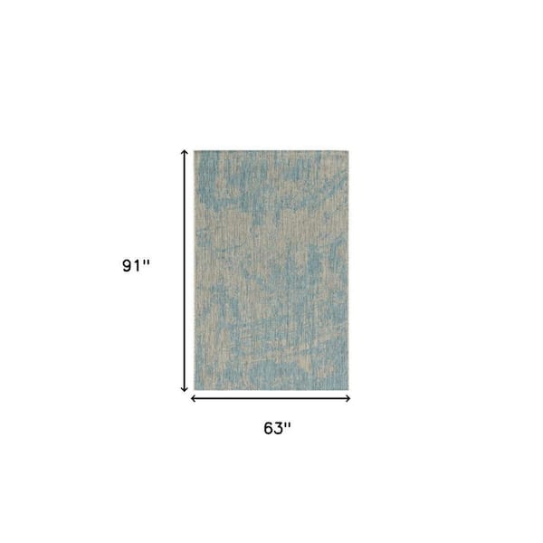 Teal Blue 5 ft. x 8 ft. Woven Polypropylene Rectangle Indoor/Outdoor Area Rug