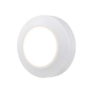 1-Light White Battery Operated Round Mini Tap Light