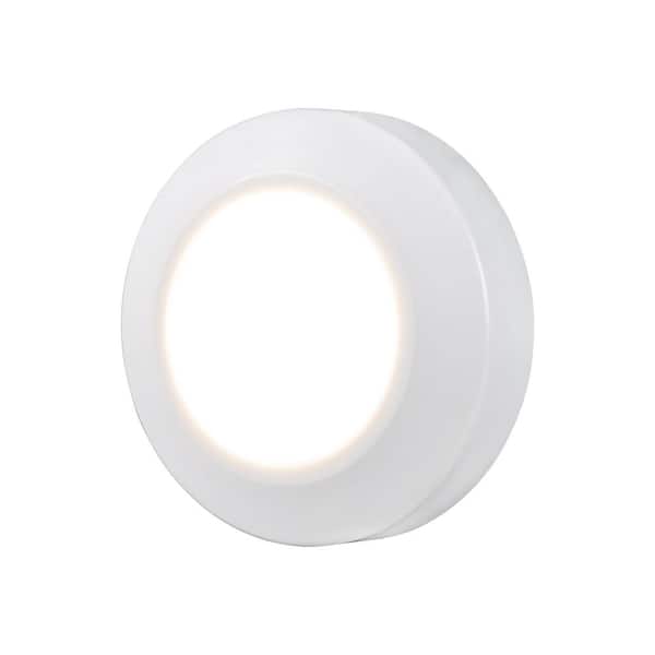 GE 1-Light White Battery Operated Round Mini Tap Light 55219 - The Home  Depot