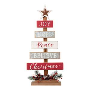20 in. H Wooden Sign Table Tree Decor