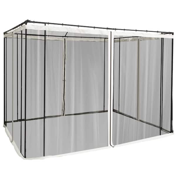 10 ft. x 10 ft. Replacement Gazebo Netting, 4-Piece Polyester Sidewall Canopy Netting Screen with Zippers