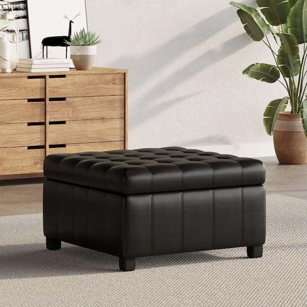 Noble House Rosalla Midnight Black Storage Ottoman