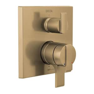 Ara 2-Handle Wall-Mount Valve Trim Kit with 3-Setting Integrated Diverter in Champagne Bronze (Valve not Included)