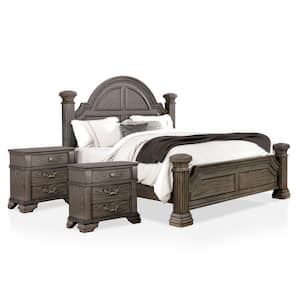Erminia 3-Piece Gray King Bedroom Set with 2-Nightstands
