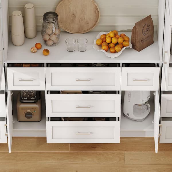 FUFU&GAGA White 78.7 in. Office Storage Cabinet with 13 Shelves