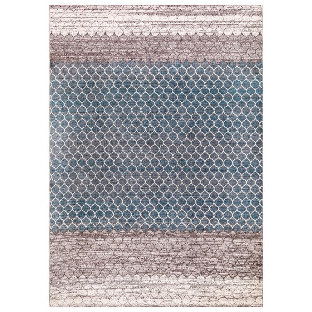 StyleWell Blue Tile Geo 3 ft. x 4 ft. Area Rug