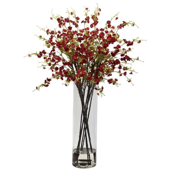 Nearly Natural Giant Cherry Blossom Artificial Arrangement in Red