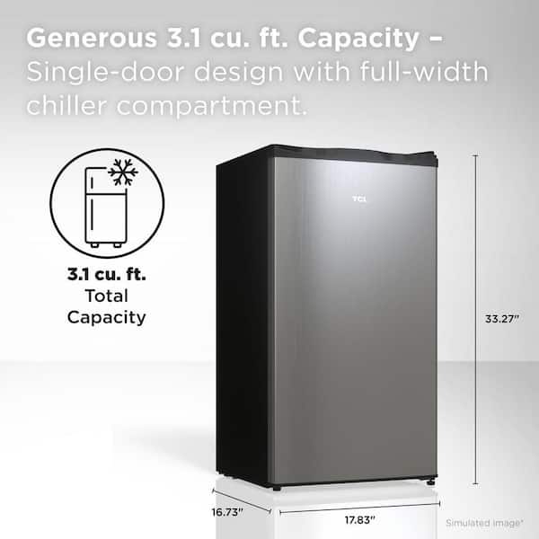 3.1 cu. ft. Compact Single Door Mini Refrigerator without Freezer in Silver