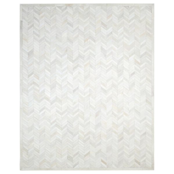 Cowhide Meir Ivory 3 X 5 Handmade Faux Leather Wool Indoor Area Rug