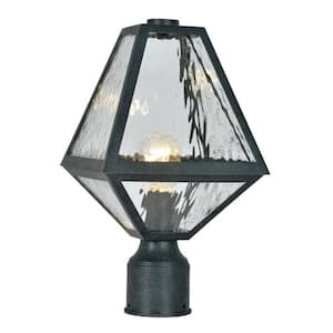 Glacier 1-Light Black Charcoal Outdoor Lantern with Shade