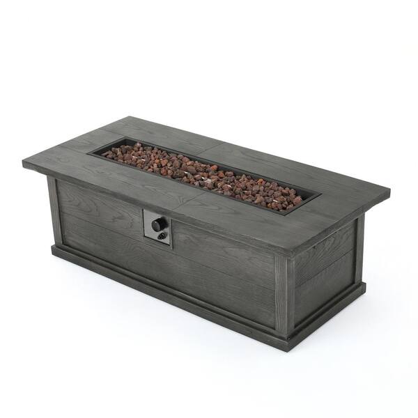 56 in. Outdoor 50,000 BTU Rectangular Wood Finish Propane Fire Pit