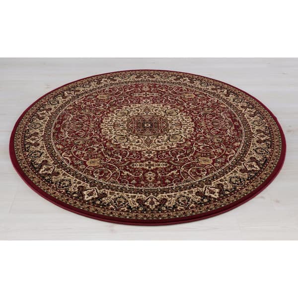 Persian Classics Isfahan Red 5 ft. Round Area Rug