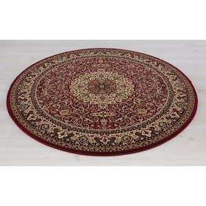 Persian Classics Isfahan Red 8 ft. Round Area Rug