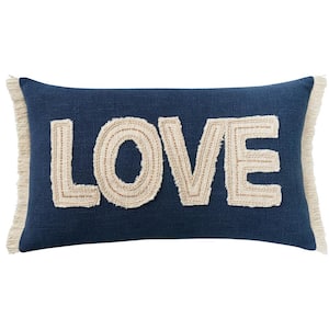 LR Home Coastal Blue / Cream 18 in. x 18 in. Striped Cotton