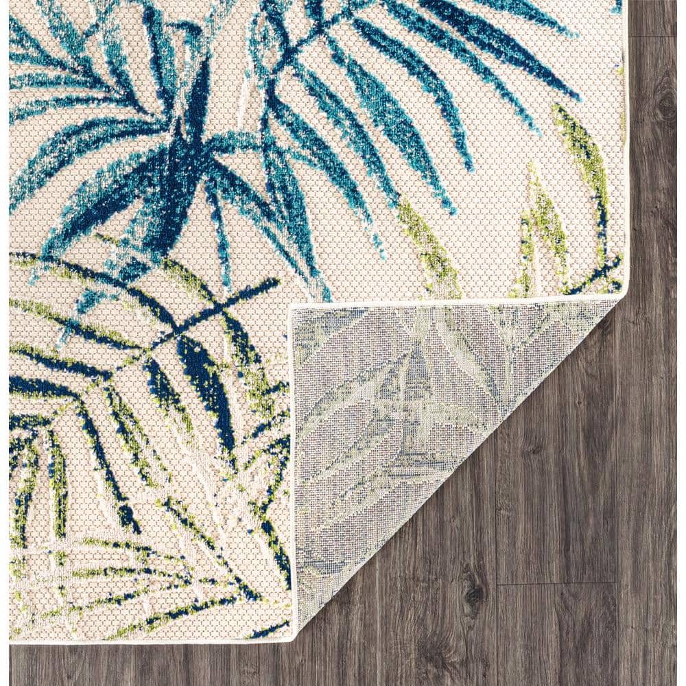 Bahama Palm Frond Floral Multicolor Synthetic 5' x 7' Indoor/Outdoor Area Rug