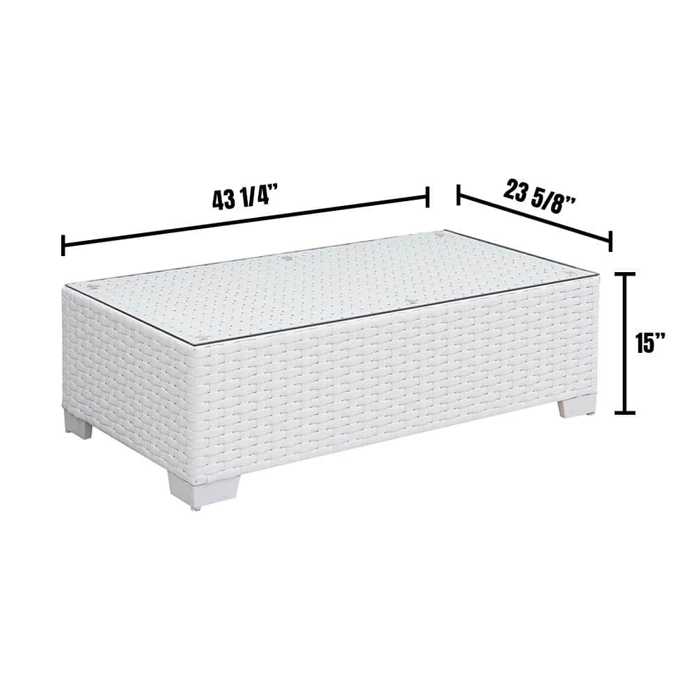 SomanI 44 in. White Large Rectangle Glass Coffee Table price history on PriceWatchPro