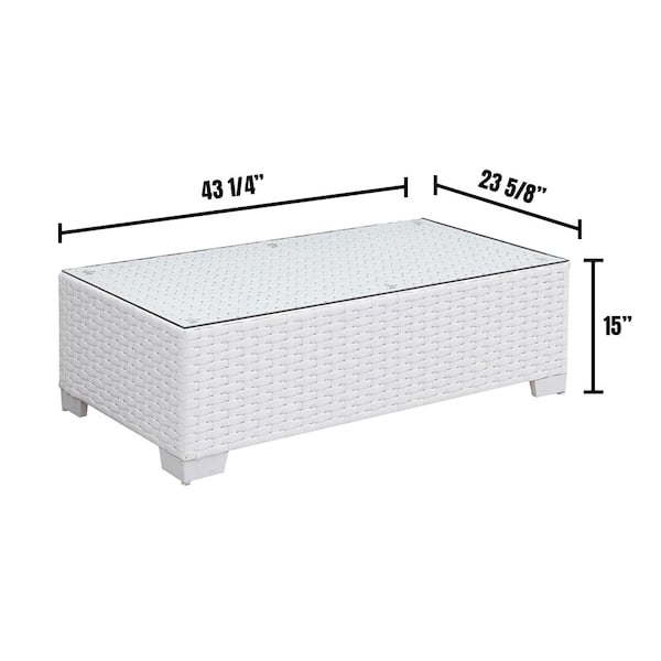 SomanI 44 in. White Large Rectangle Glass Coffee Table