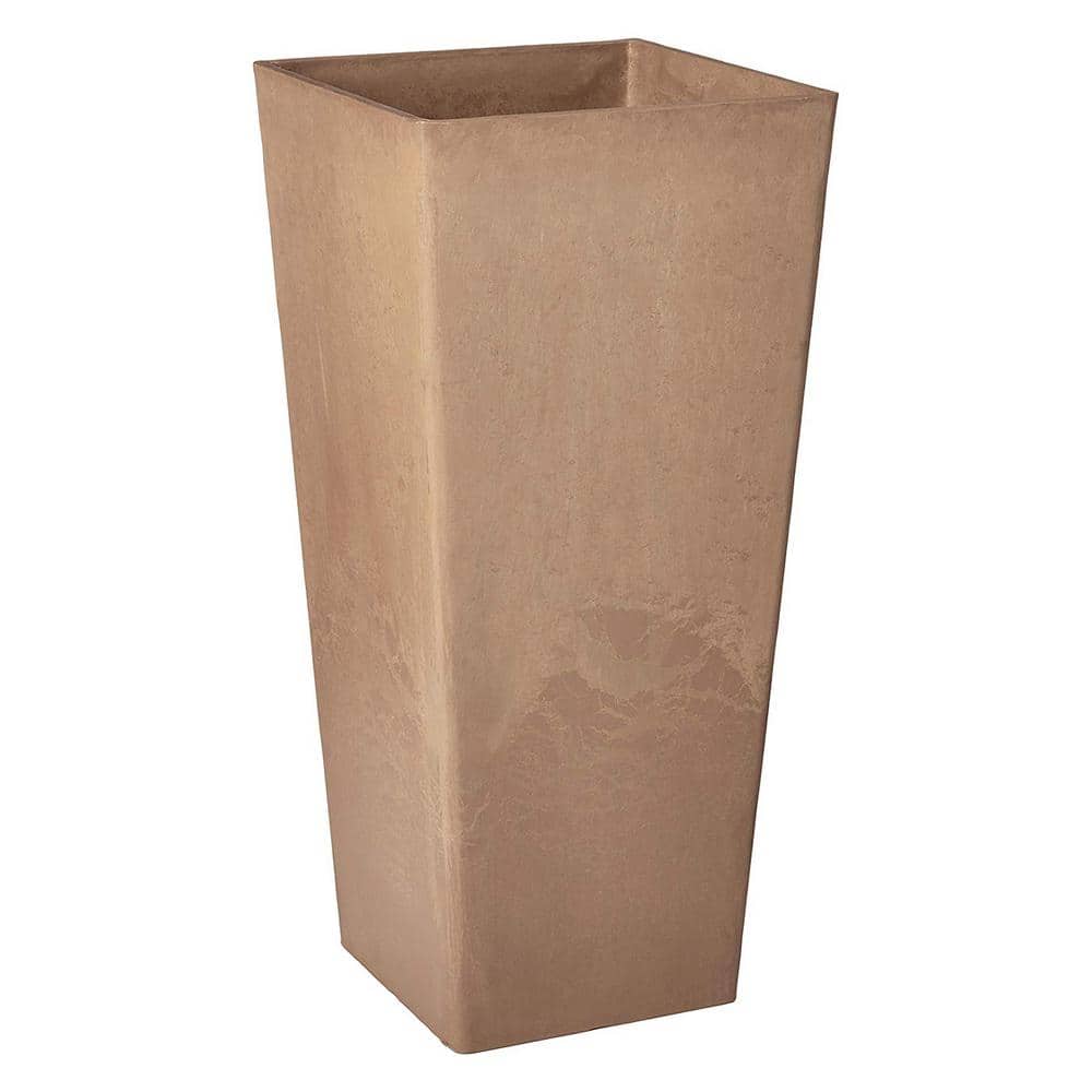 Contempo Tall Square 13 in. x 13 in. x 28 in. Taupe PSW Pot