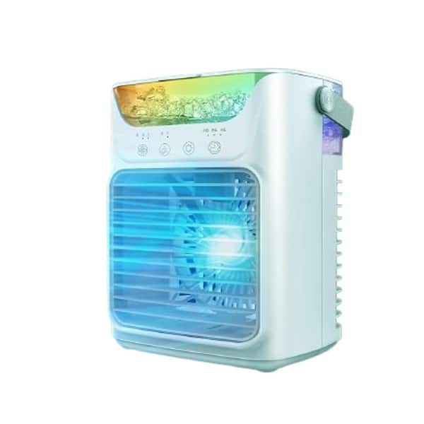 Portable Air Conditioner Fan with 3 Speeds, 2 Mist Settings, 650ml Tank, 7 Color Lights for Bedroom, Camping, Office